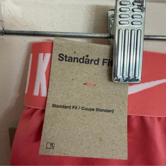 Nike Girls Coral Pink Training Shorts with White Swoosh - Picture 4 of 4